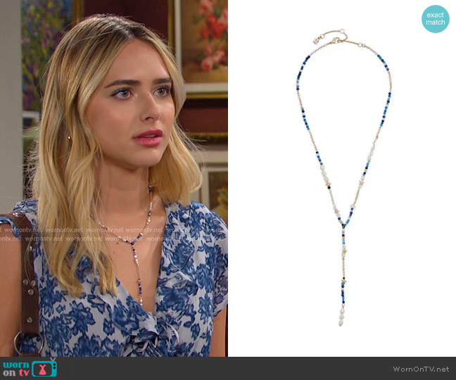 Lucky Brand Bead Celestial Y Necklace worn by Holly Jonas (Ashley Puzemis) on Days of our Lives