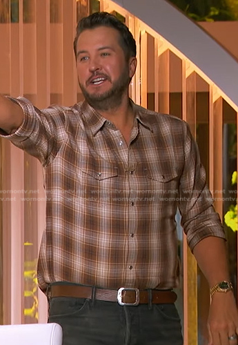 Luke’s brown plaid western shirt on American Idol