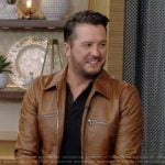 Luke Bryan’s brown leather jacket on Live with Kelly and Mark