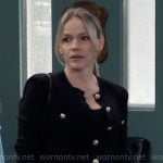 Lulu’s black cardigan with gold buttons on General Hospital