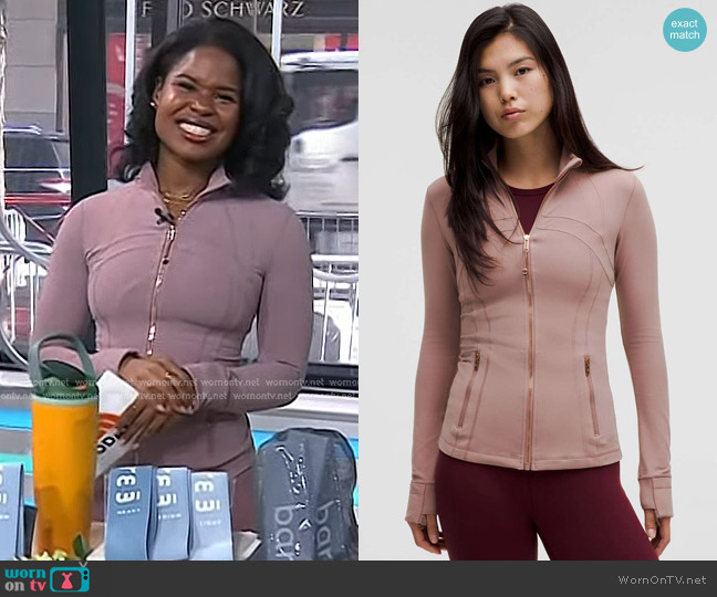 Lululemon Define Jacket Nulu in Twilight Rose / Rose Gold worn by Ciara Lucas on Today