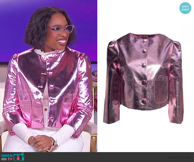 Madeleine Simon Studio The Mighty Little Pink Vegan Jacket worn by Jennifer Hudson on The Jennifer Hudson Show