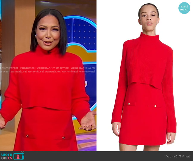 Maje Roquette Layered Knit Mini Dress worn by Stephanie Ramos on Good Morning America