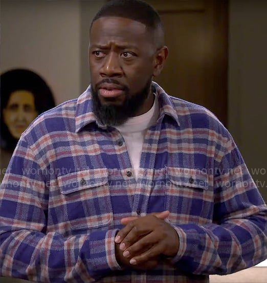 Malcolm’s blue plaid shirt on The Neighborhood