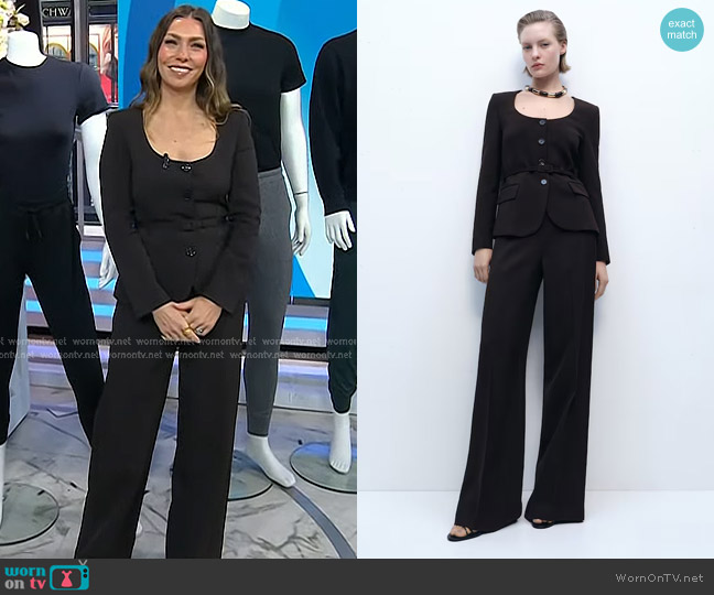 Mango Straight Suit Trousers in Chocolate worn by Melissa Garcia on Today