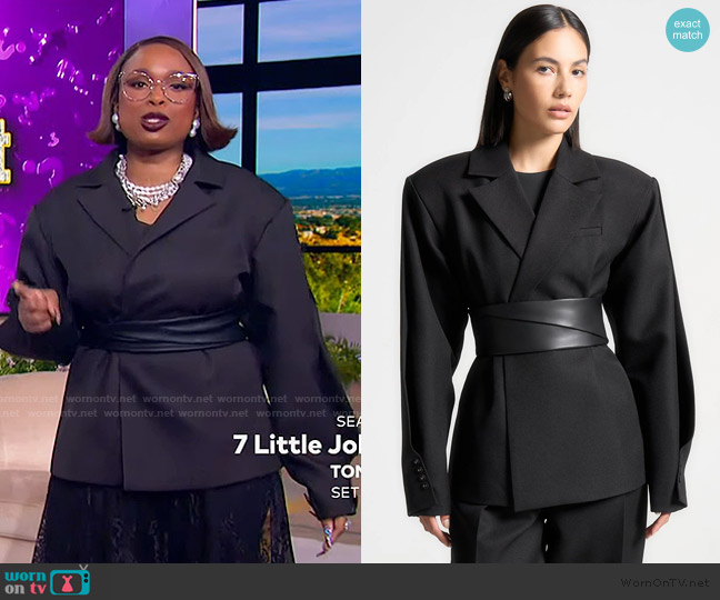 Maniere Devoir Twist Sleeve Tailored Blazer with Belt worn by Jennifer Hudson on The Jennifer Hudson Show
