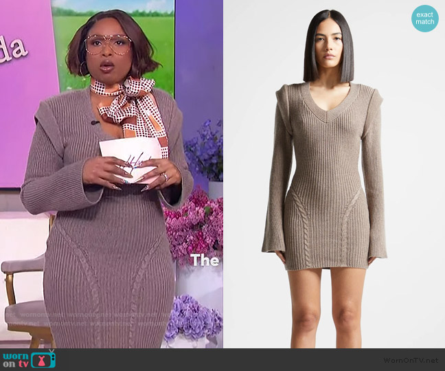 Maniere de Voir Wide Shoulder Knitted Contour Mini Dress worn by Jennifer Hudson on The Jennifer Hudson Show