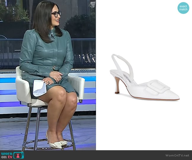 Manolo Blahnik Maysli 70 Nappa Slingback worn by Savannah Sellers on Today