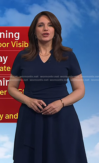 Maria’s navy v-neck short sleeve dress on Today