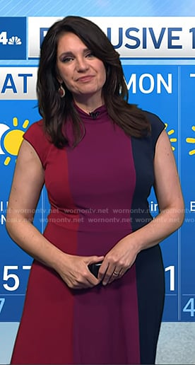 Maria’s red, purple and navy colorblock dress on Today