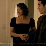 Marion’s black square-neckline midi dress on Will Trent