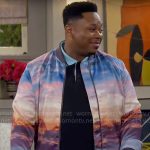 Marty’s sunset print bomber jacket on The Neighborhood