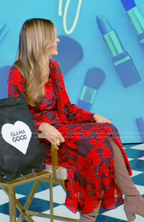Mary Alice Stephenson’s red floral print dress on Tamron Hall Show