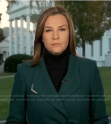 Mary’s teal wrap coat on Good Morning America