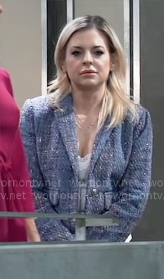 Maxie’s blue tweed cropped jacket on General Hospital