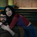 Mel’s purple and red knit top on The Equalizer