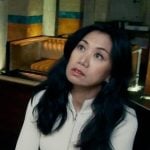 Mel’s white zip neck knit top on The Equalizer