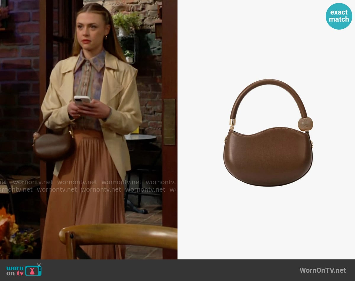 Melie Bianco Jennie Bag in Chocolate worn by Claire Grace (Hayley Erin) on The Young and the Restless