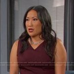Melinda’s burgundy v-neck sleeveless dress on Days of our Lives