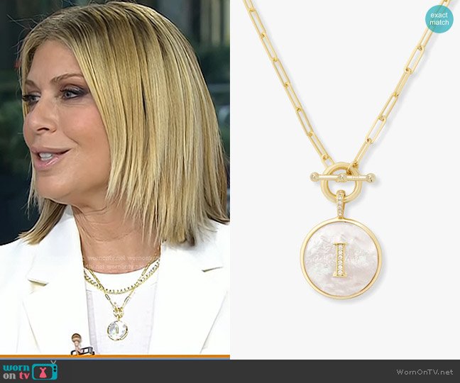 Melinda Maria Love Letters Medallion Necklace in Gold worn by Jill Martin on Today