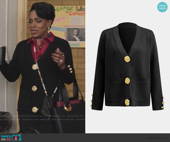 Micas Button Detail Knit Cardigan And Wide-Leg Pants Set worn by Barbara Howard (Sheryl Lee Ralph) on Abbott Elementary