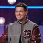 Michael Bublé’s grey and burgundy varsity jacket on The Voice