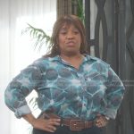 Miranda’s blue print shirt on Greys Anatomy