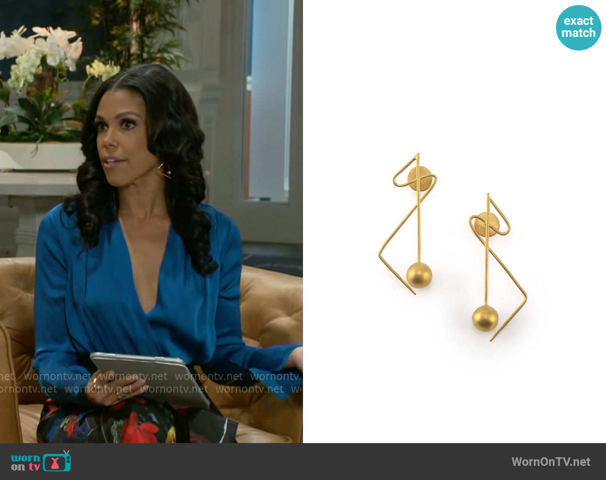 Misho Zig Zag Earrings worn by Dani Dupree (Karla Mosley) on Beyond the Gates