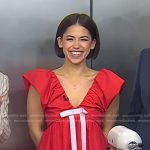 Molly Yeh’s red bow detail mini dress on Today