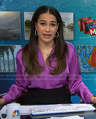 Morgan’s purple silk blouse on NBC News Daily