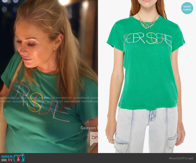 Mother The Sinful Graphic Crewneck Tee in For Sure worn by Kathy Hilton on The Real Housewives of Beverly Hills