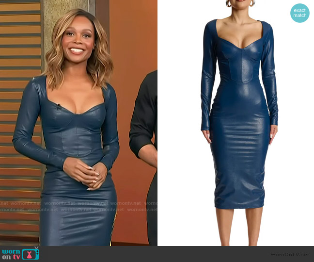 Naked Wardrobe Down to the Corset Long Sleeve Faux Leather Dress worn by Zuri Hall on Access Hollywood
