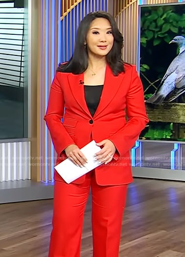Nancy Chen’s red blazer on CBS Evening News