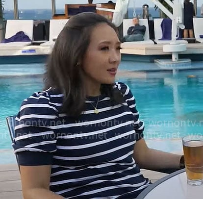 Nancy Chen’s striped top on CBS Mornings