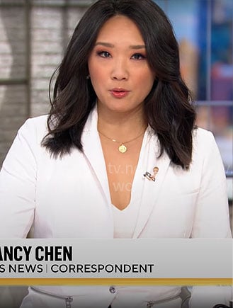 Nancy Chen’s white blazer on CBS Mornings