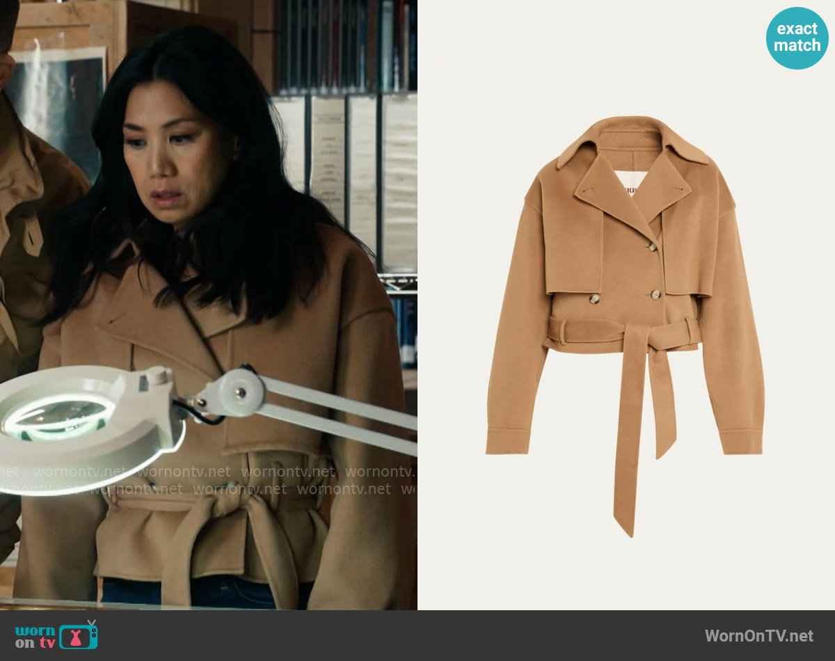 Nanushka Satoyo Cropped Trench Coat worn by Melody Bayani (Liza Lapira) on The Equalizer