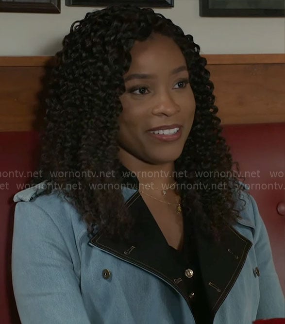 Naomi’s denim trench coat on Beyond the Gates