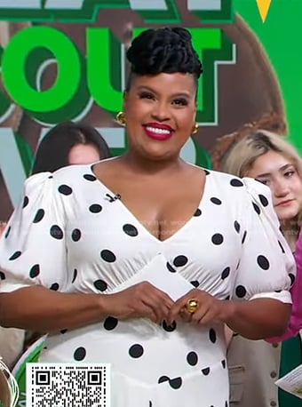 Natasha Rothwell’s white polka dot dress on Good Morning America