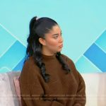 Nathalia’s brown knit sweater on Tamron Hall Show