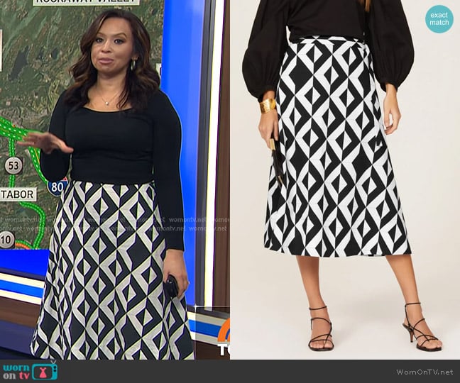 Natori Sumi Geometric Midi Skirt worn by Adelle Caballero on Today