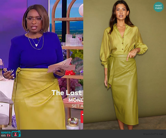 Lime Vegan Leather Jaspre Skirt  Never Fully Dressed worn by Jennifer Hudson on The Jennifer Hudson Show