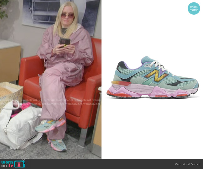 New Balance 9060 Sneakers in Sage Leaf/Neo Flame worn by Erika Jayne on The Real Housewives of Beverly Hills