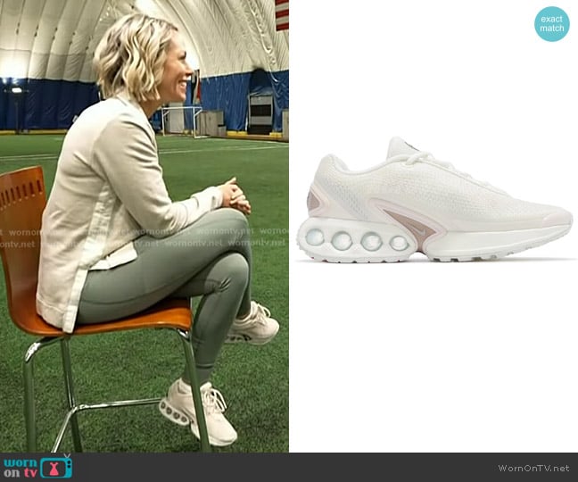 Nike Air Max DN SE Sneaker in Sail, Light Soft Pink, & Fossil Stone worn by Dylan Dreyer on Today