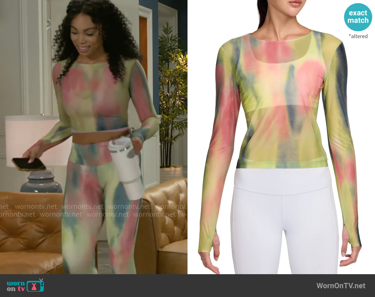 Nike Dri-FIT Sheer Top in Aster Pink worn by Chelsea Hamilton (RhonniRose Mantilla) on Beyond the Gates