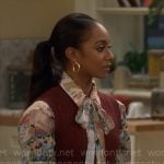 Nina’s cake print blouse and red knit set on Poppas House