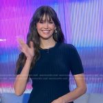Nina Dobrev’s navy ribbed knit dress on Good Morning America