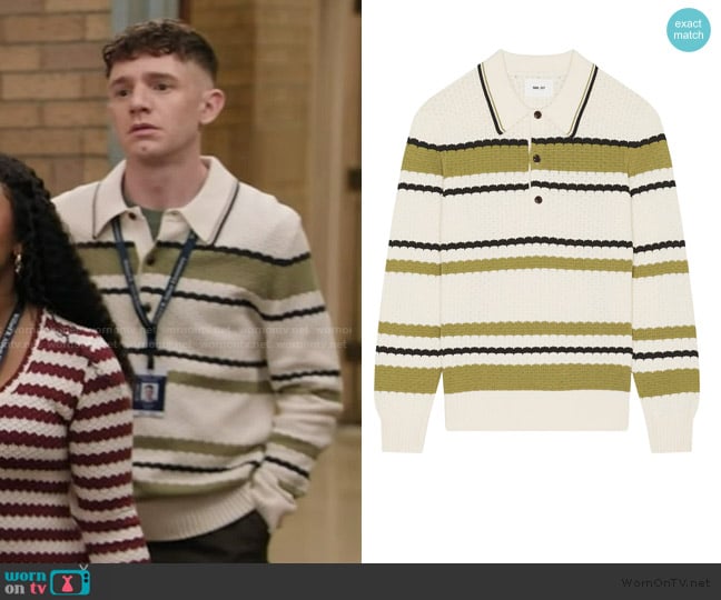 NN07 Alfie Polo Sweater worn by Jacob Hill (Chris Perfetti) on Abbott Elementary