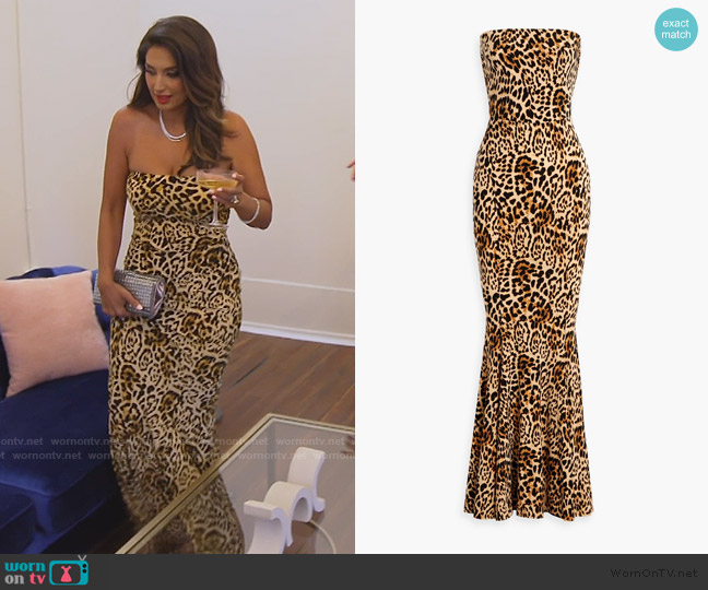 Norma Kamali Leopard-print stretch-jersey maxi dress worn by Leva Bonaparte on Southern Charm
