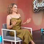 Rachel Leigh Cook’s olive satin dress on Access Hollywood