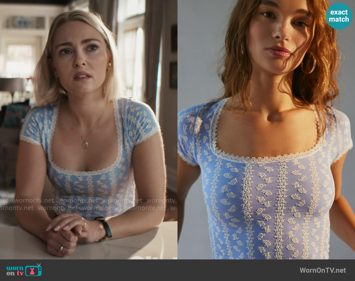 Out From Under Lace Trim Square Neck Tee worn by Alice (AnnaSophia Robb) on Grosse Pointe Garden Society